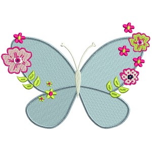 Butterfly With Flowers Filled Machine Embroidery Design Digitized Pattern